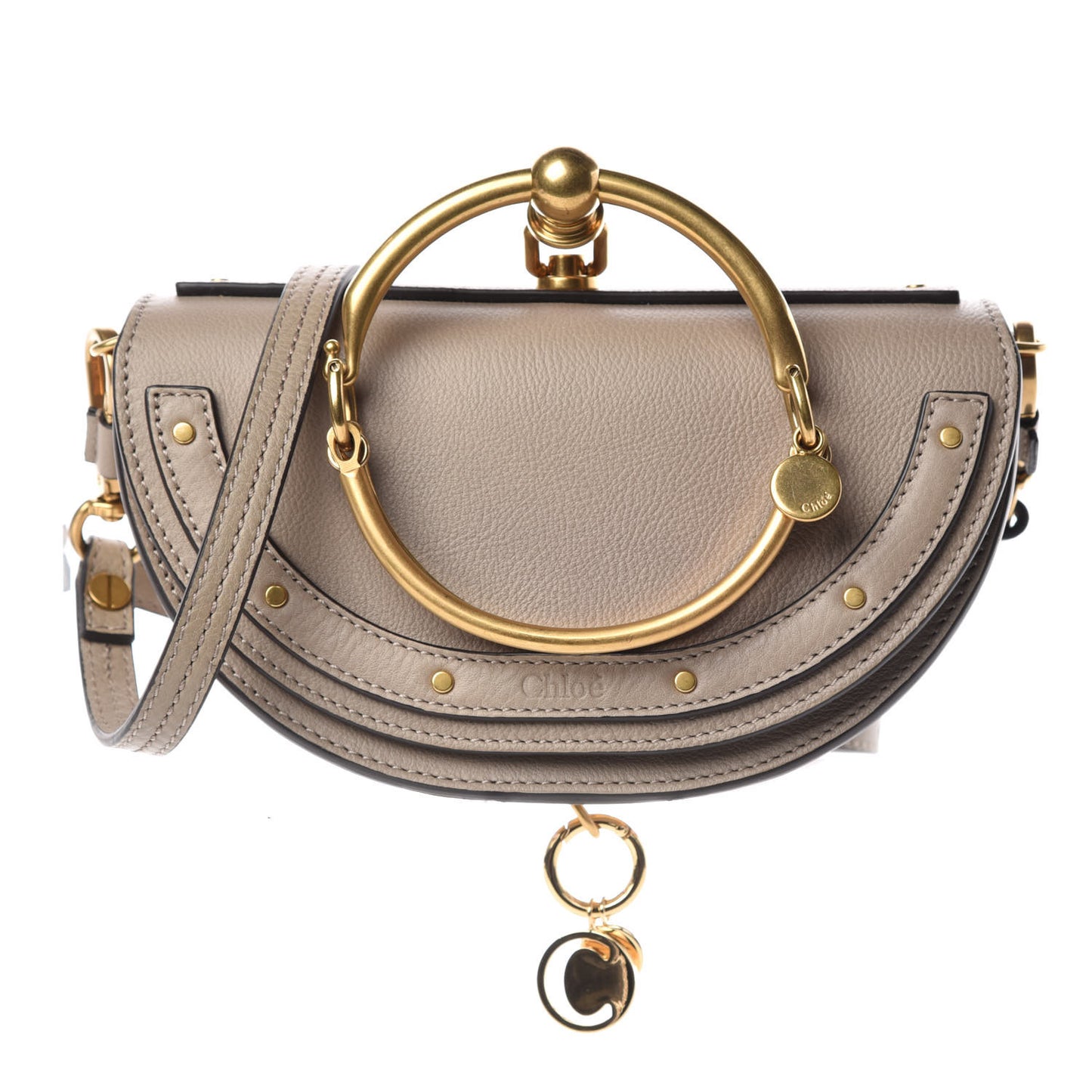 Calfskin Small Nile Bracelet Minaudiere Bag Motty Grey