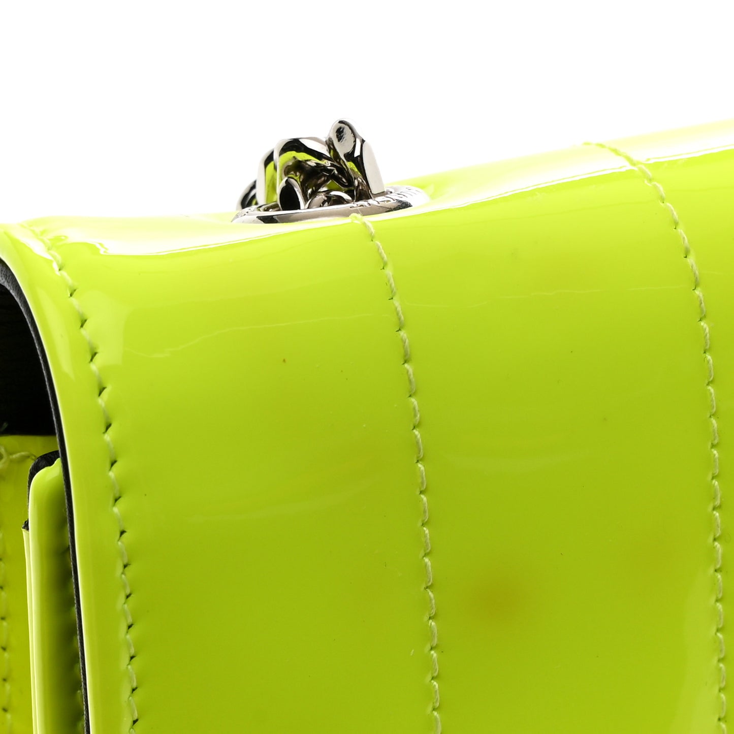 Patent Calfskin Matelasse Monogram Vicky Chain Wallet Neon Yellow
