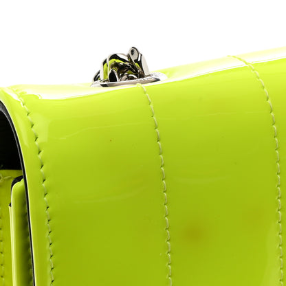 Saint Laurent Patent Calfskin Matelasse Monogram Vicky Chain Wallet Neon Yellow 15 of 18