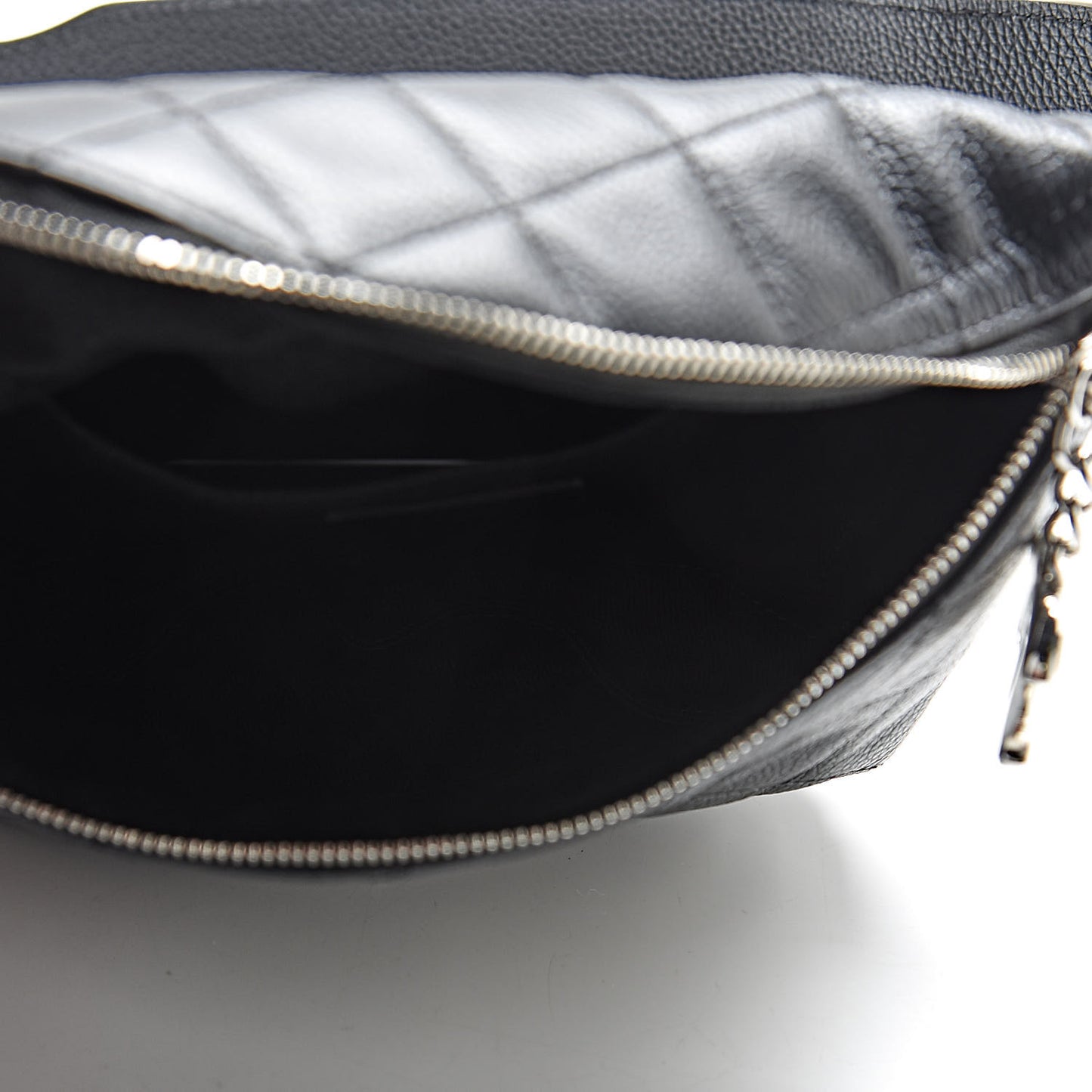 Grained Calfskin Quilted Waist Belt Bag Black