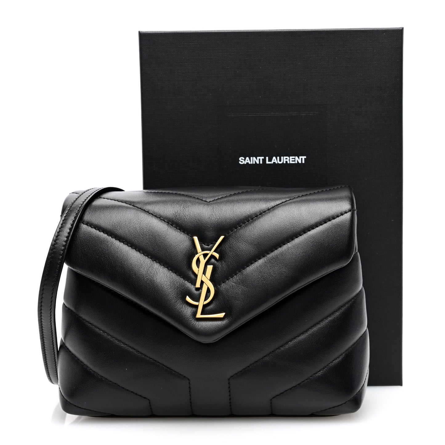 Calfskin Y Quilted Monogram Toy Loulou Crossbody Bag Black