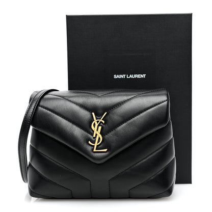 Saint Laurent Calfskin Y Quilted Monogram Toy Loulou Crossbody Bag Black 10 of 10