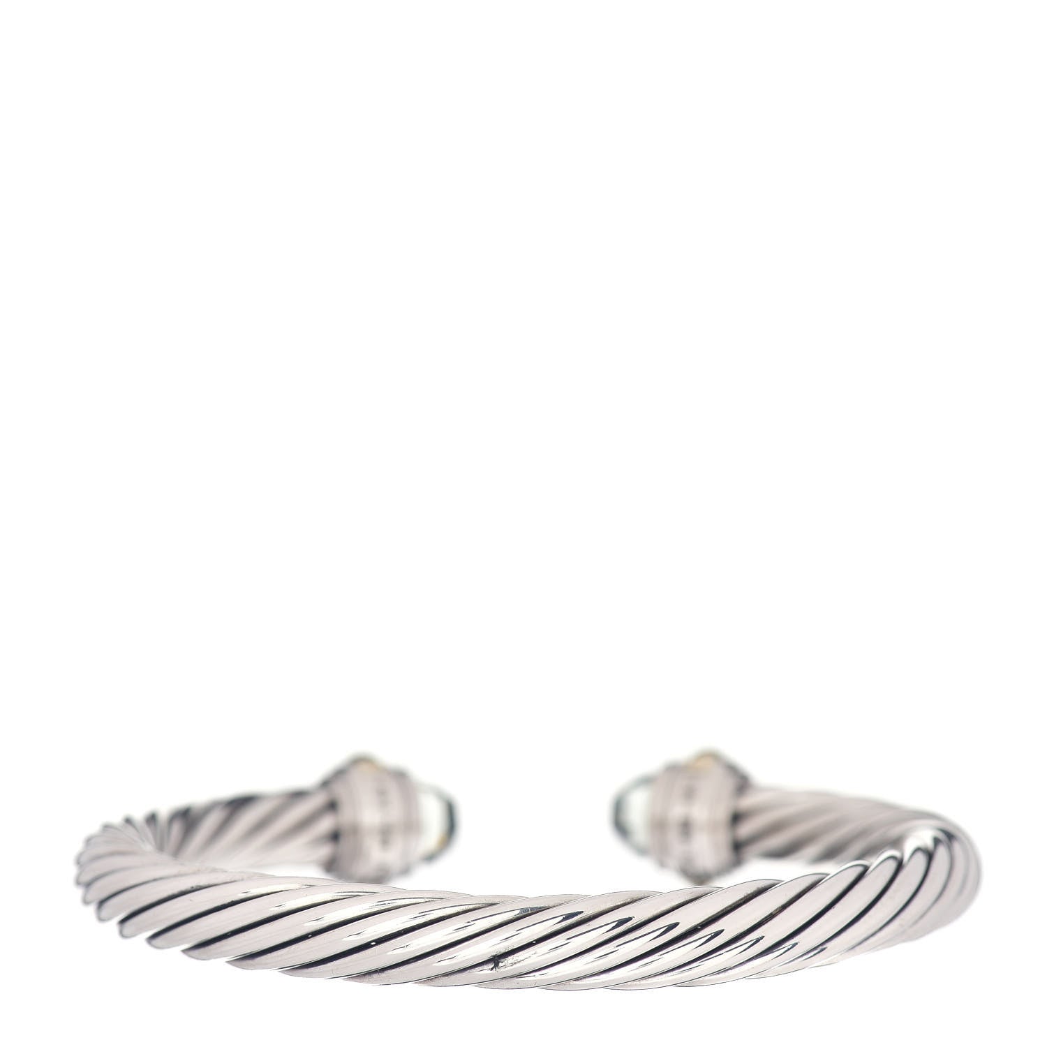 David Yurman Sterling Silver 14K Yellow Gold Prasiolite 7mm Cable Classics Bracelet 3 of 4