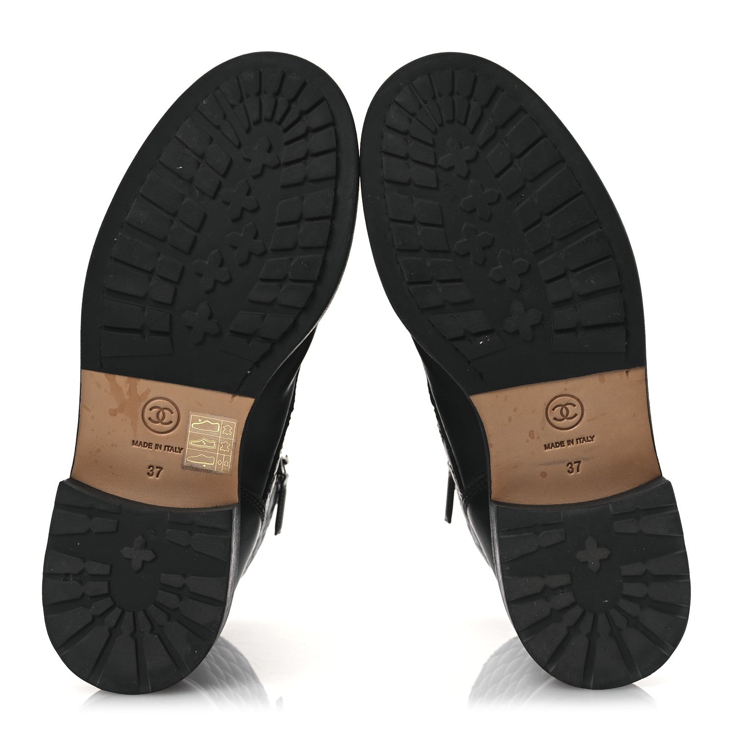 Chanel Calfskin Quilted Lace Up Combat Boots 37 Black 7 of 14