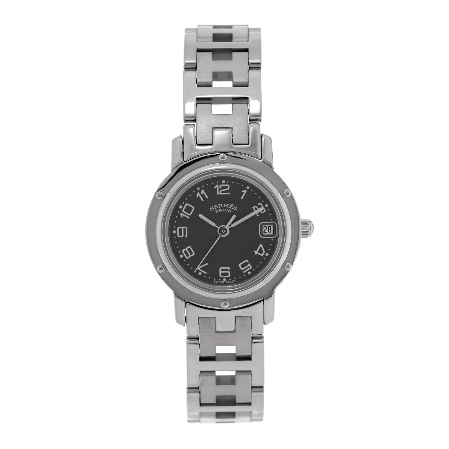 Hermes Stainless Steel 24mm Clipper Quartz Watch Grey 1 of 4