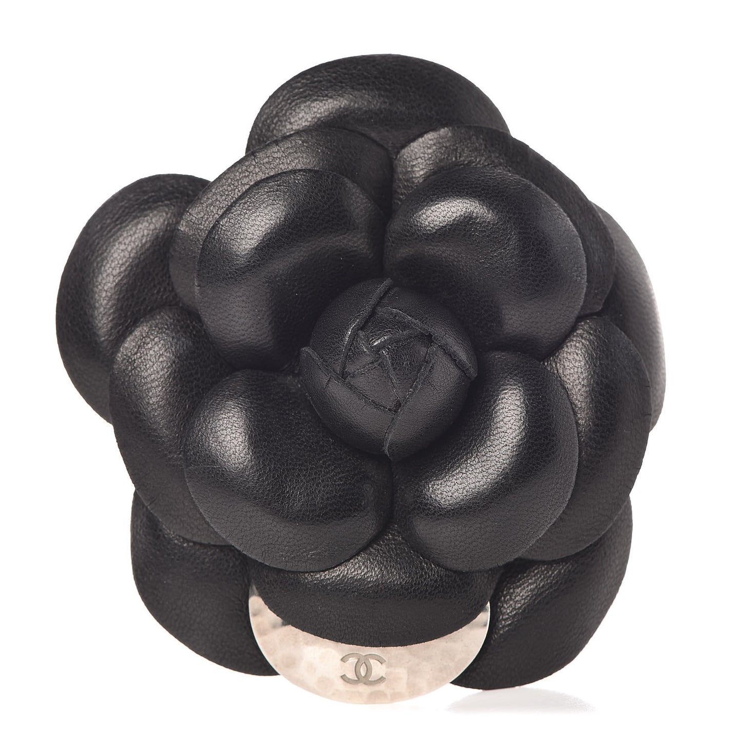 Lambskin Camellia Brooch Black