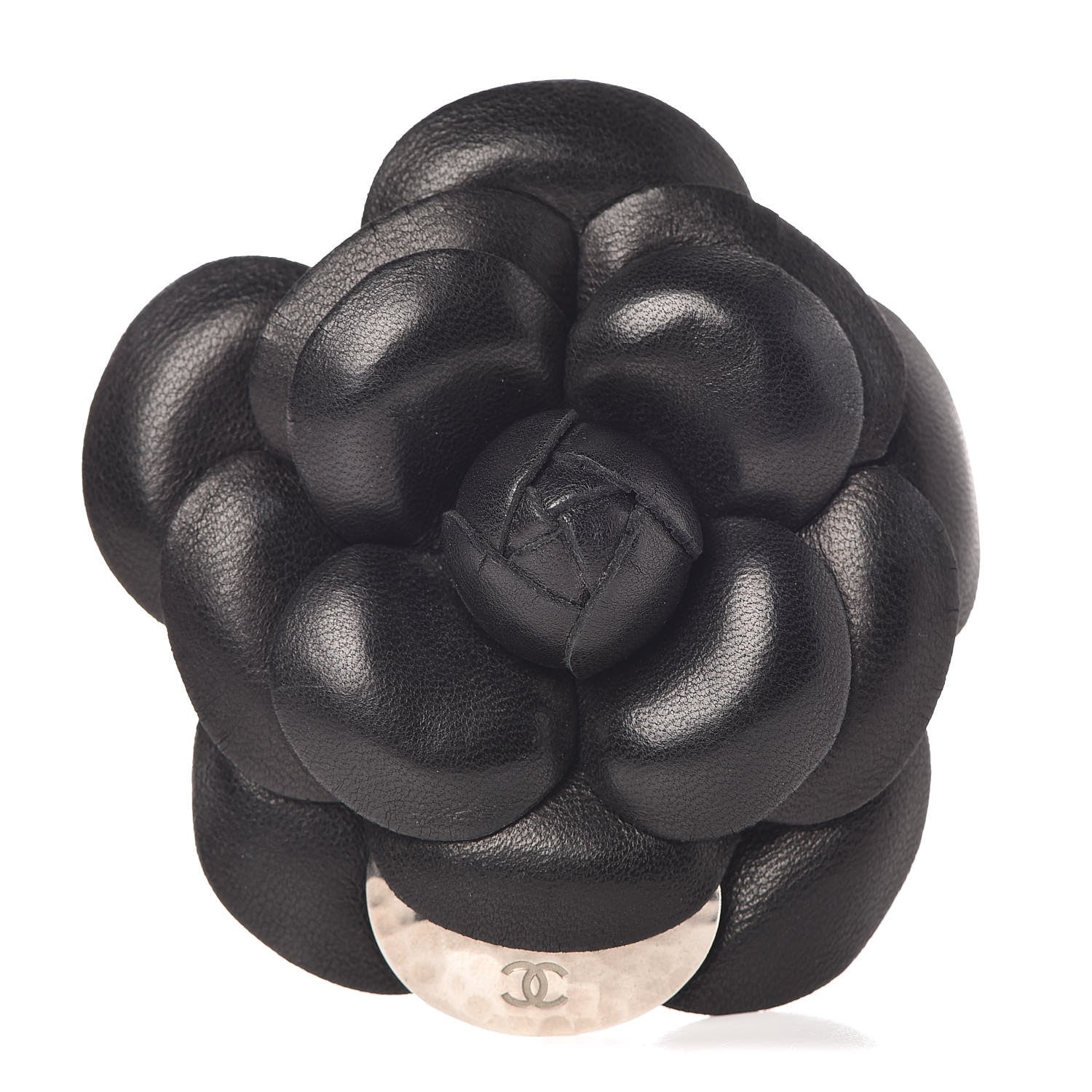 Chanel Lambskin Camellia Brooch Black 1 of 6
