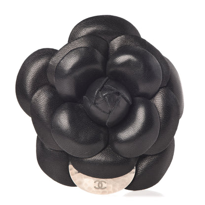 Chanel Lambskin Camellia Brooch Black 1 of 6