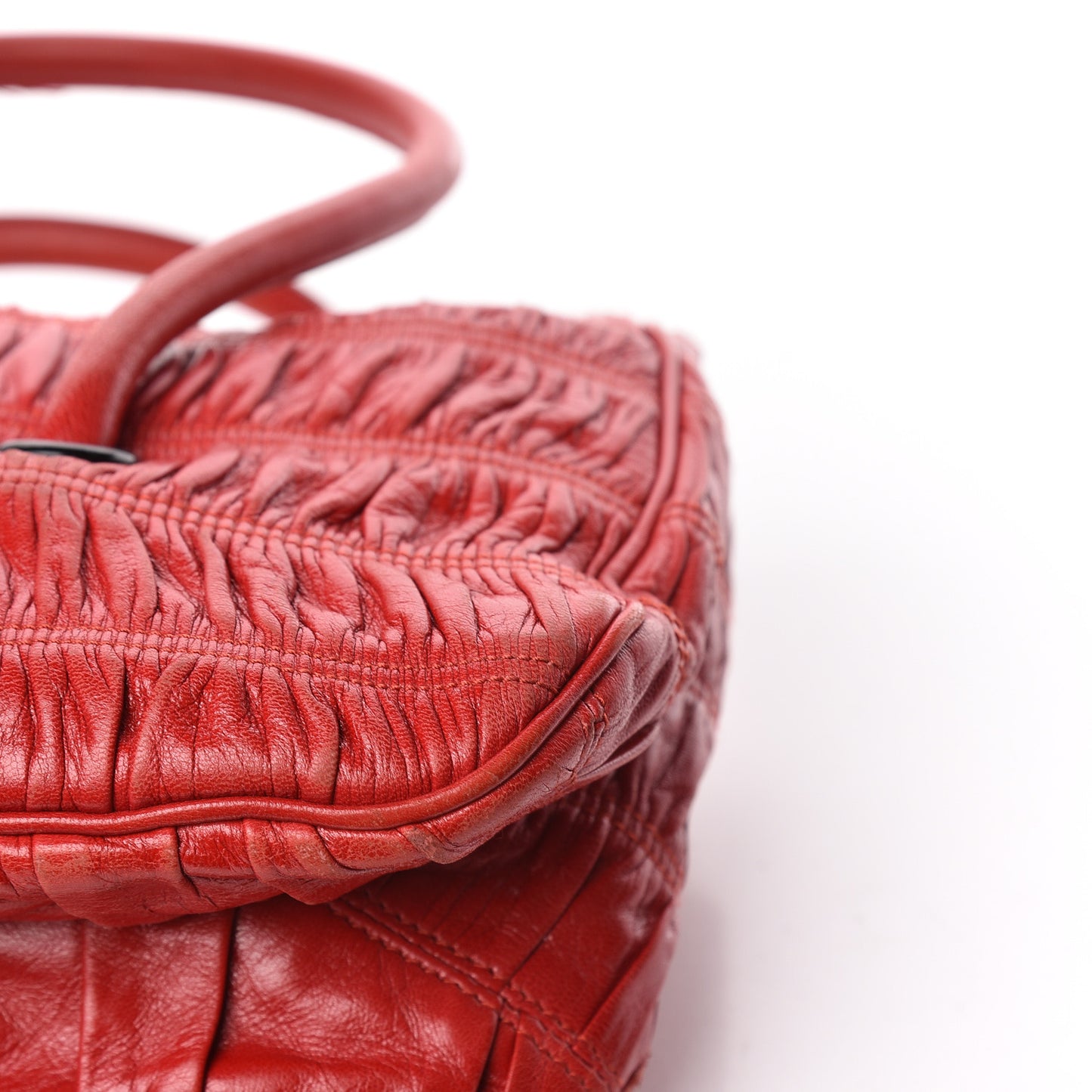 Capretto Gaufre Flap Bag Rosso