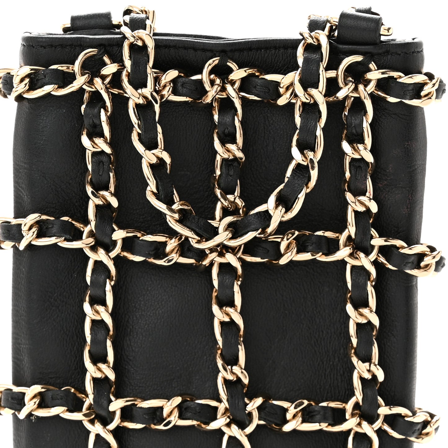 Lambskin Tech Me Out Clutch With Chain Black