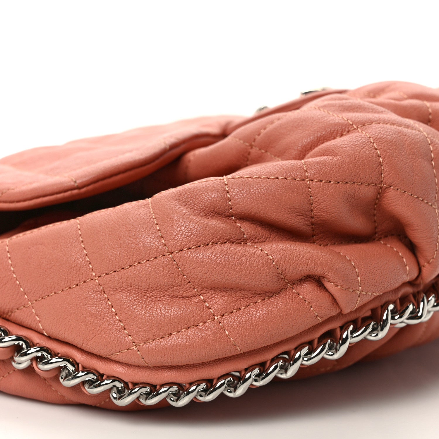 Chanel Washed Lambskin Quilted Large Chain Around Flap Coral 8 of 12