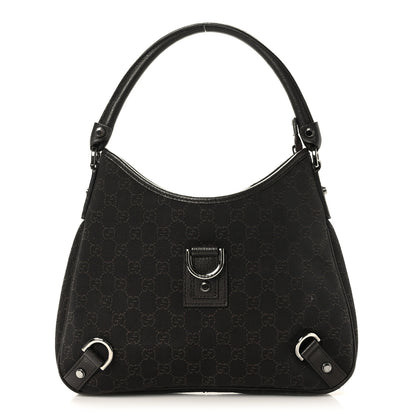 Gucci Denim Monogram Abbey D Ring Hobo Brown 1 of 10