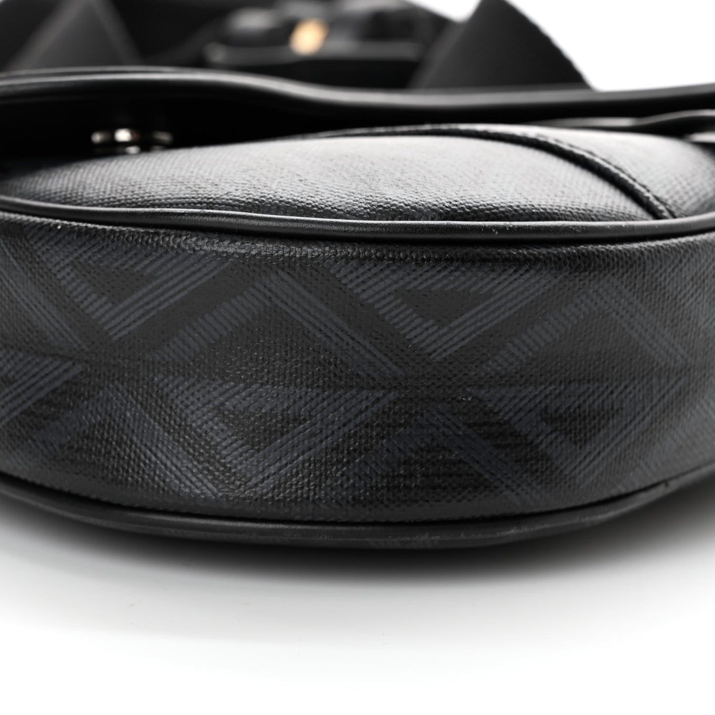 Smooth Calfskin Canvas CD Diamond Mens Saddle Bag Black