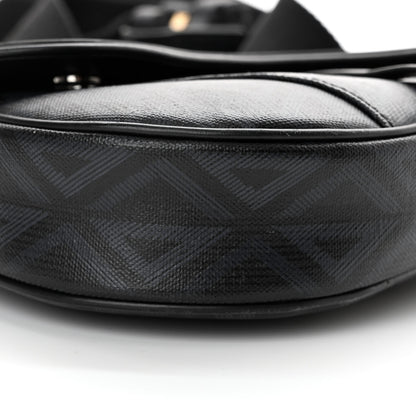Christian Dior Smooth Calfskin Canvas CD Diamond Mens Saddle Bag Black 9 of 16