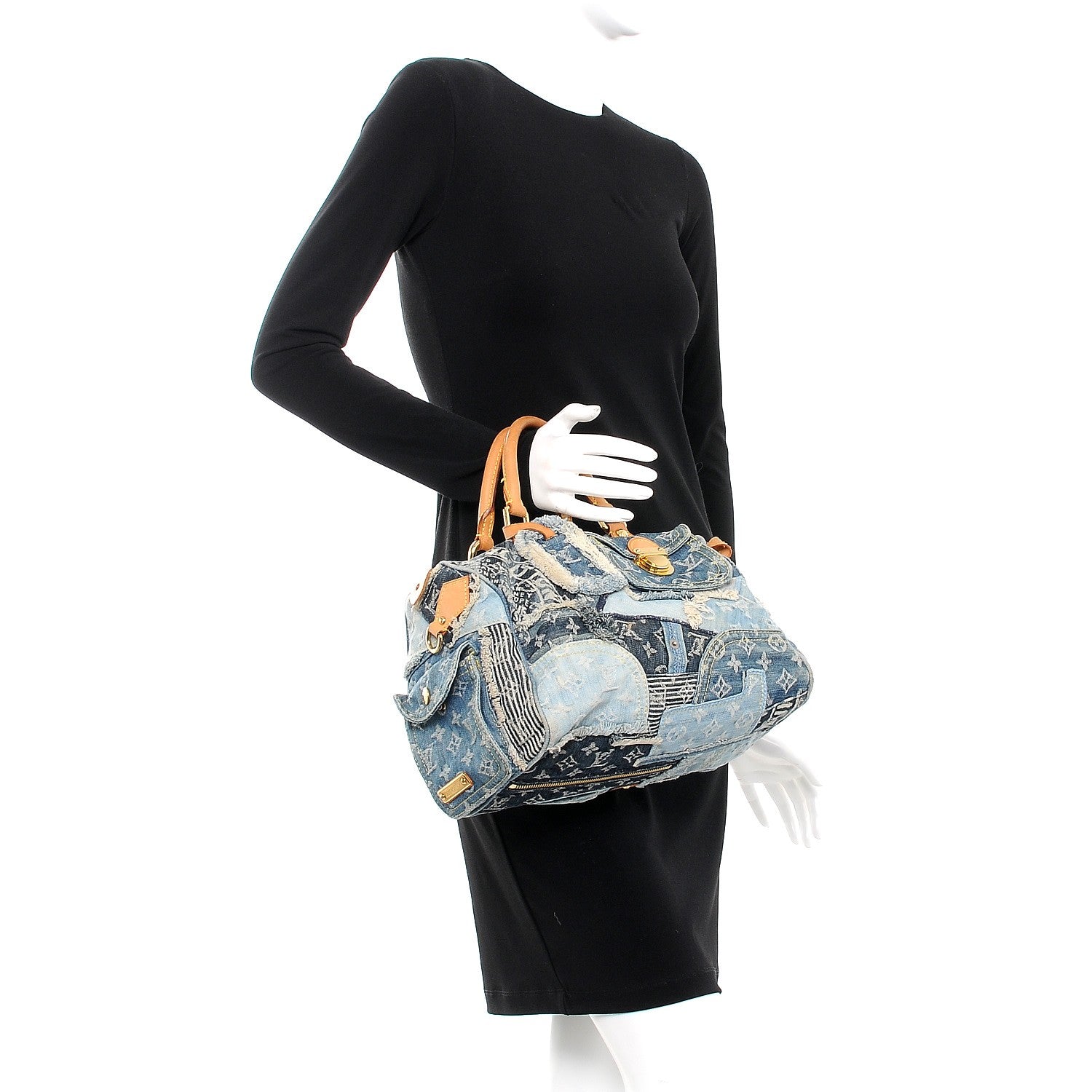 Louis Vuitton Denim Patchwork Speedy 30 Blue 2 of 8