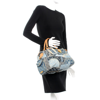 Louis Vuitton Denim Patchwork Speedy 30 Blue 2 of 8