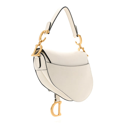 Christian Dior Grained Calfskin Mini Saddle Bag White 3 of 11