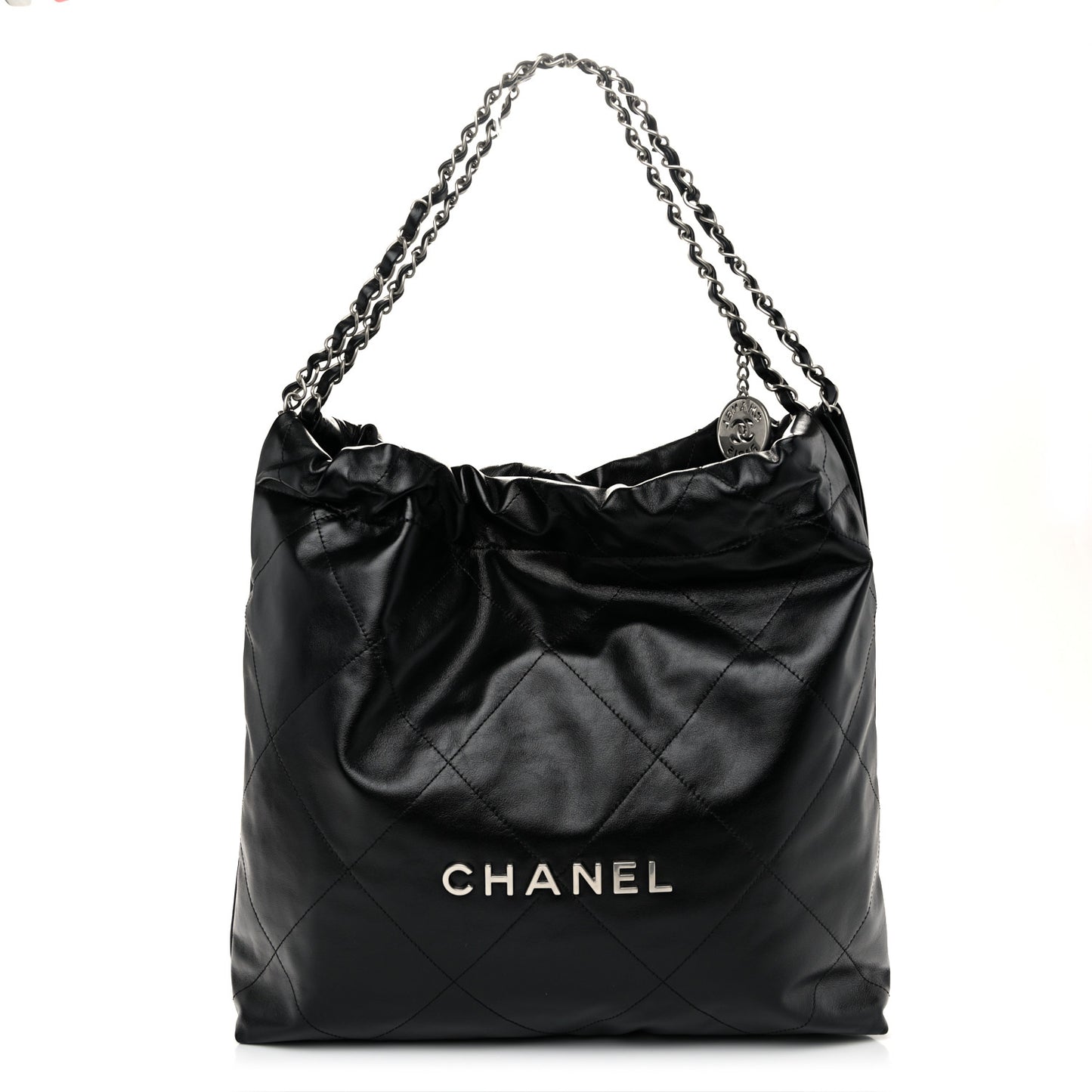 Shiny Calfskin Quilted Chanel 22 Black