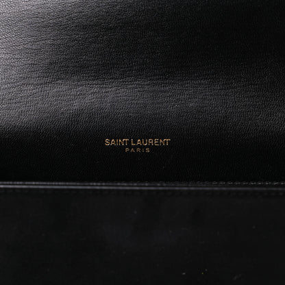 Saint Laurent Suede Embroidered Small Monogram Kate Satchel Black 7 of 16
