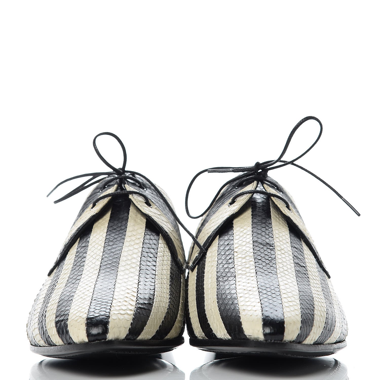 Saint Laurent Elaphe Snakeskin Striped Mens Jonas Derbies 43 Black White 2 of 9
