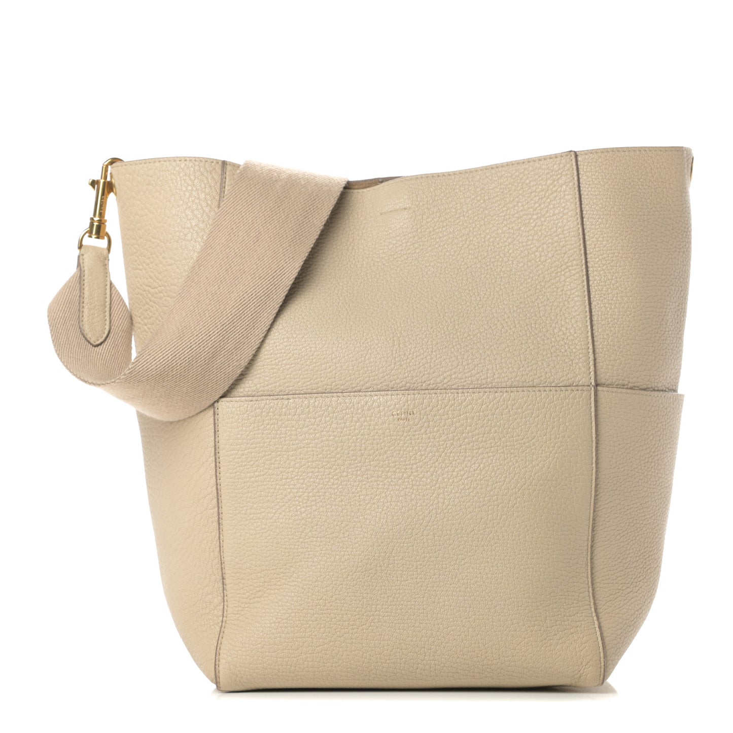 Soft Grained Calfskin Sangle Bucket Bag Dune