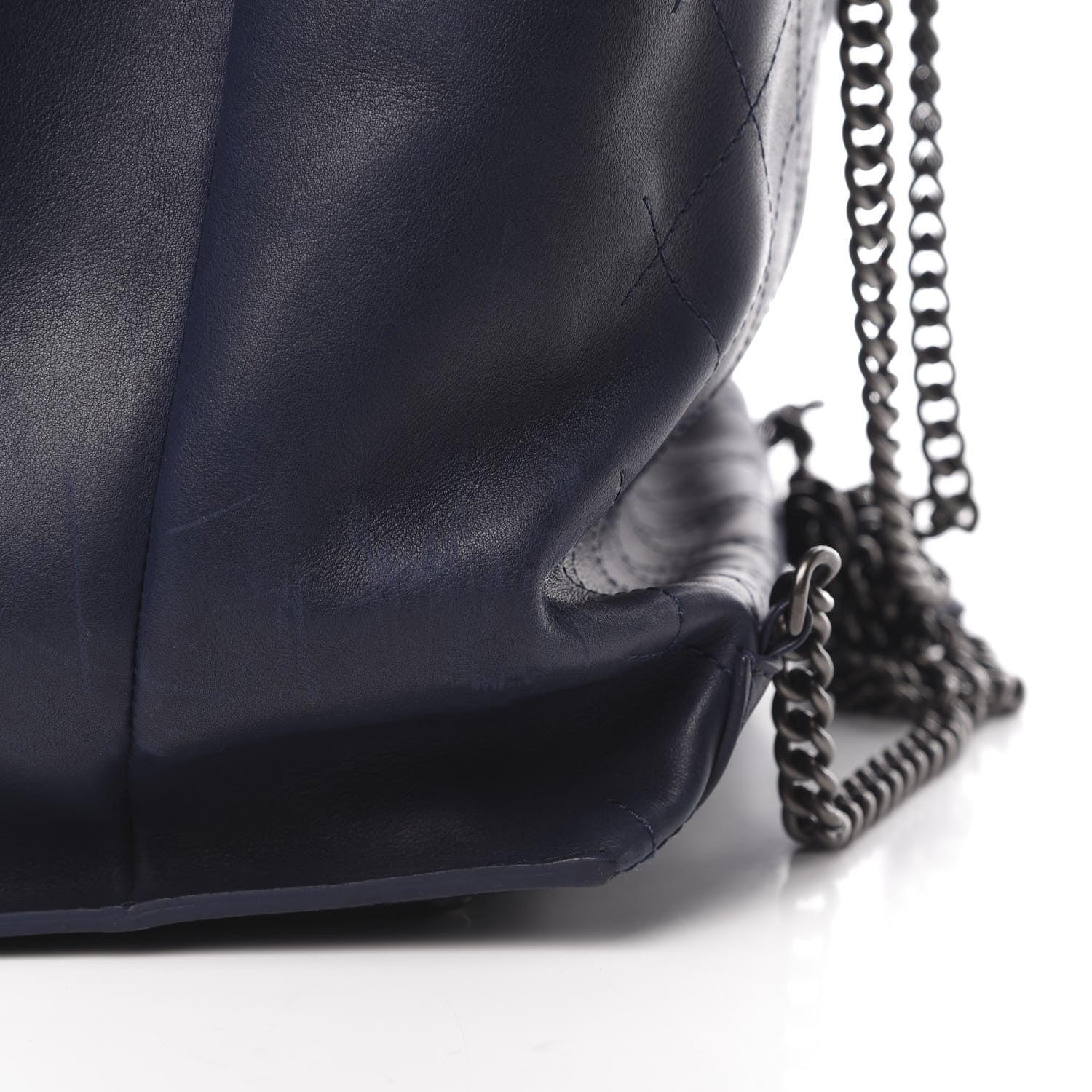 Chanel Calfskin Stitched Large Urban Luxury Drawstring Backpack Navy Blue 11 of 13