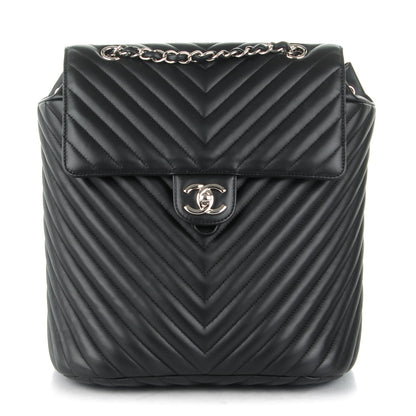Chanel Calfskin Chevron Quilted Large Urban Spirit Backpack Black 1 of 8