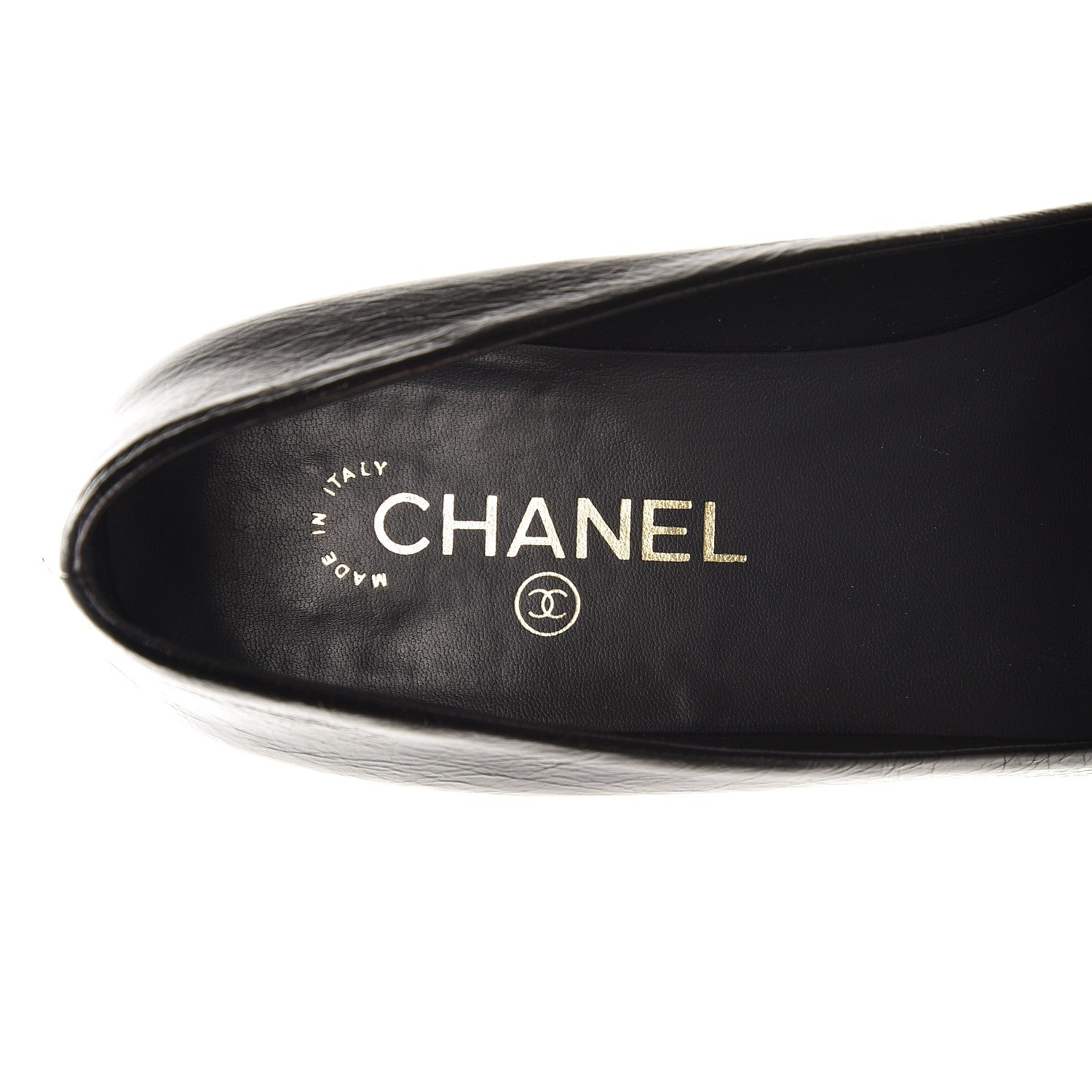 Chanel Glazed Calfskin Patent CC Cap Toe Ballerina Flats 40.5 Black 6 of 13