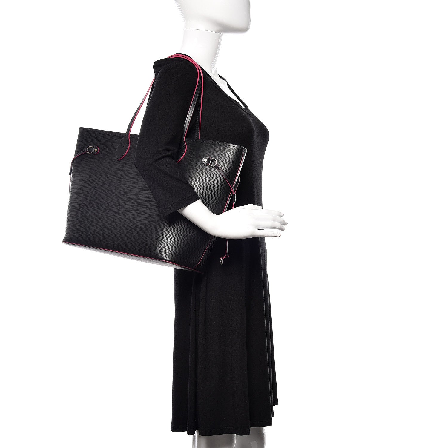 Louis Vuitton Epi Neverfull MM Black Hot Pink 2 of 15