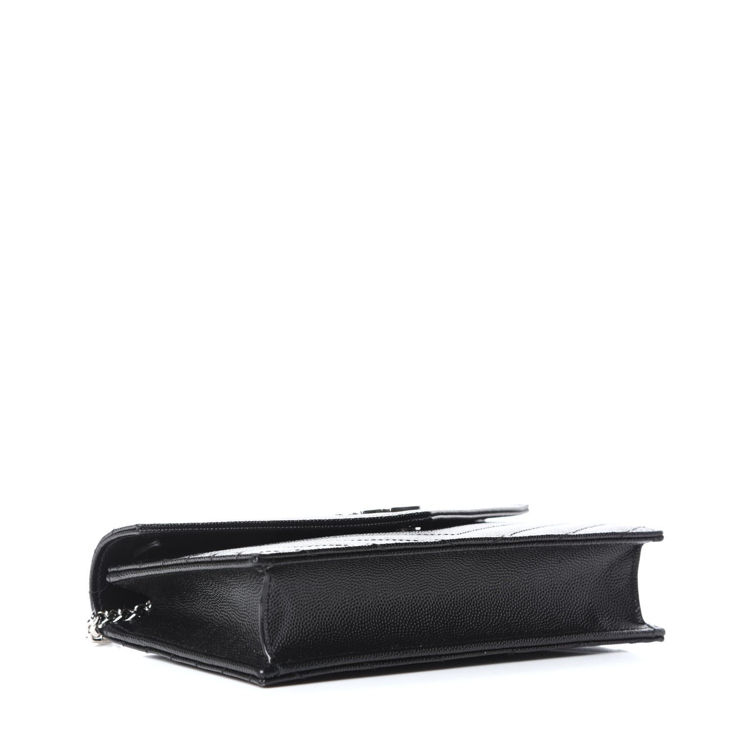 Grain De Poudre Matelasse Chevron Monogram Envelope Chain Wallet Black