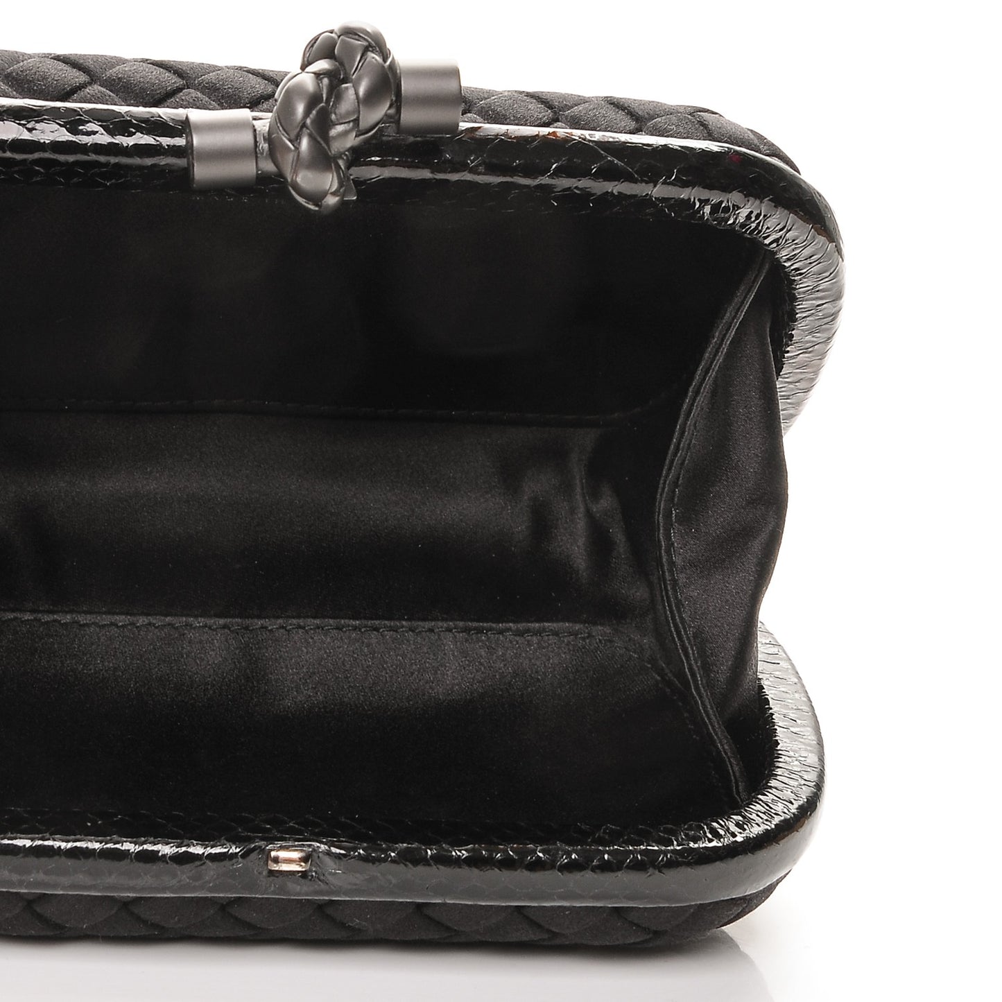 Satin Intreccio Impero Ayers Knot Clutch Black