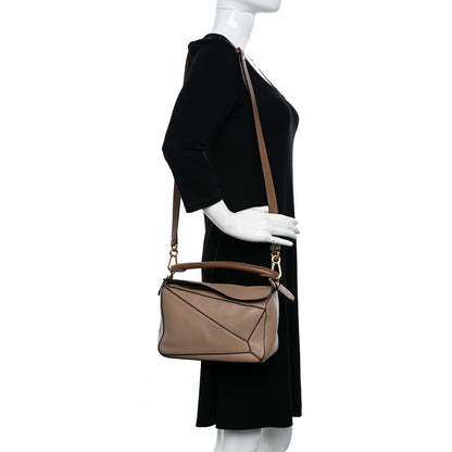 Loewe Grained Calfskin Small Puzzle Bag Sand Mink 2 of 10