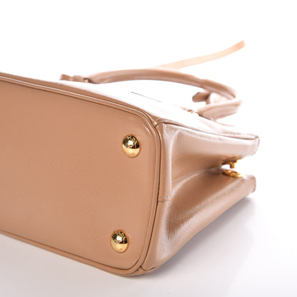 Prada Saffiano Vernice Mini Galleria Double Zip Tote Noisette 10 of 20