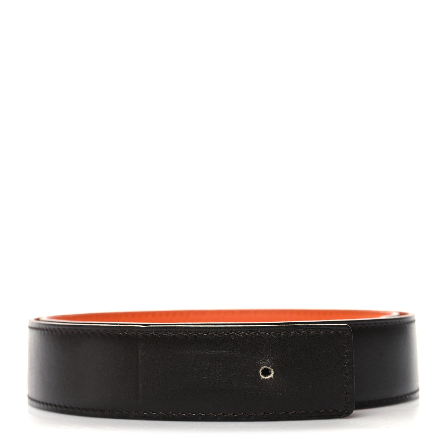Hermes Box Togo 32mm Belt Strap Black Orange 1 of 8