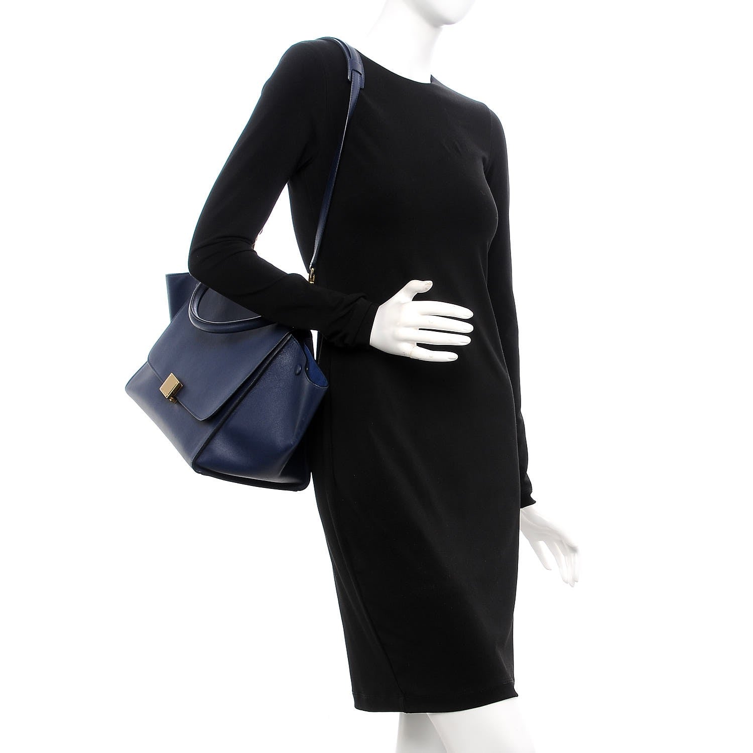 Celine Palmelato Calfskin Medium Trapeze Ink Blue 2 of 14