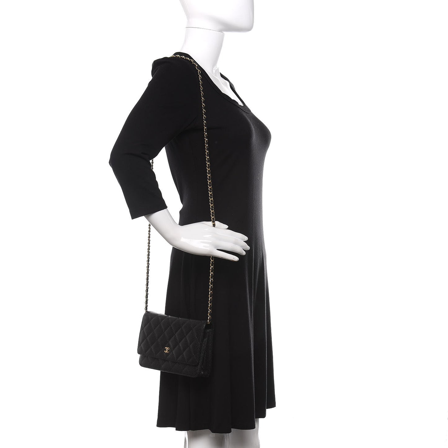 Caviar Quilted Wallet On Chain WOC Black