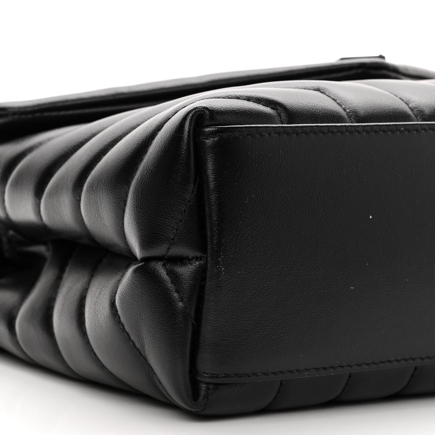 Calfskin Y Quilted Monogram Monochrome Small Loulou Chain Satchel Black