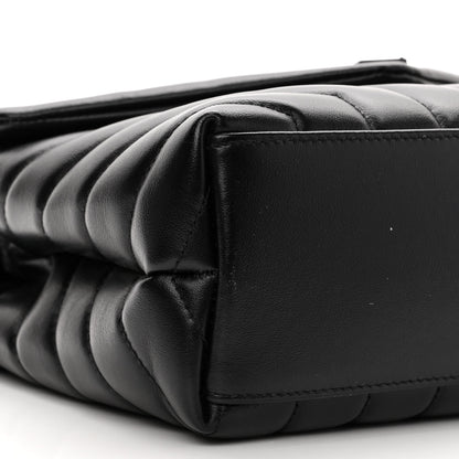 Saint Laurent Calfskin Y Quilted Monogram Monochrome Small Loulou Chain Satchel Black 10 of 11