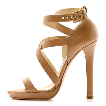 Jimmy Choo Calfskin Seattle Sandals Sandals 38 Camel 1 of 10