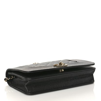 Chanel Caviar Quilted Vintage Mademoiselle Wallet On Chain WOC Black 4 of 12