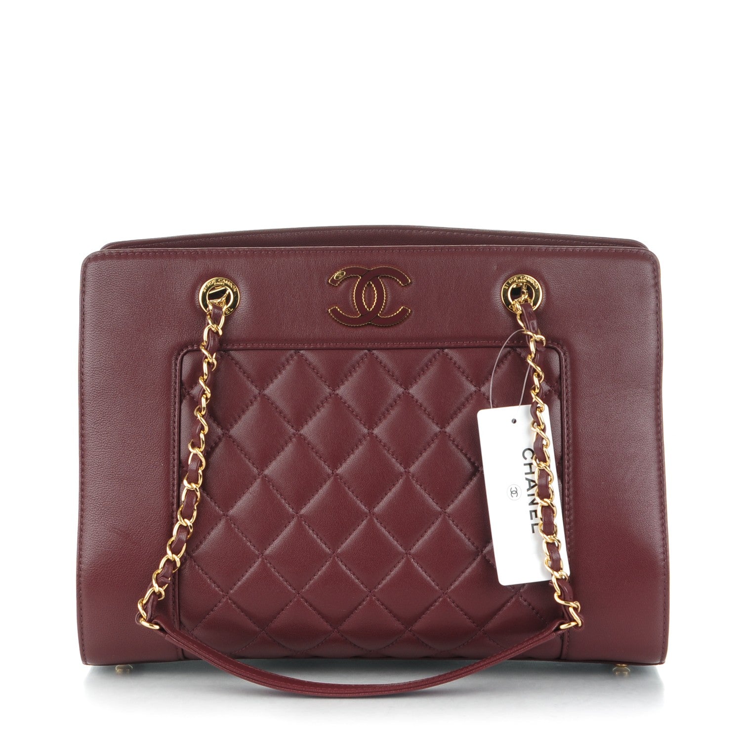 Chanel Sheepskin Quilted Mademoiselle Vintage Shopping Tote Burgundy 1 of 8