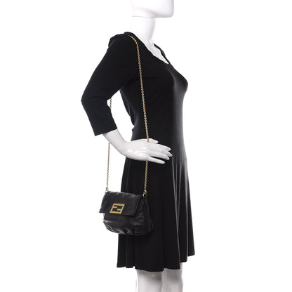 Fendi Vitello Flamingo Fendista Pouchette Crossbody Black 2 of 11