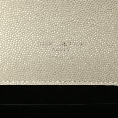 Saint Laurent Grain De Poudre Textured Mixed Matelasse Triquilt Monogram Clutch Blanc Vintage 6 of 9