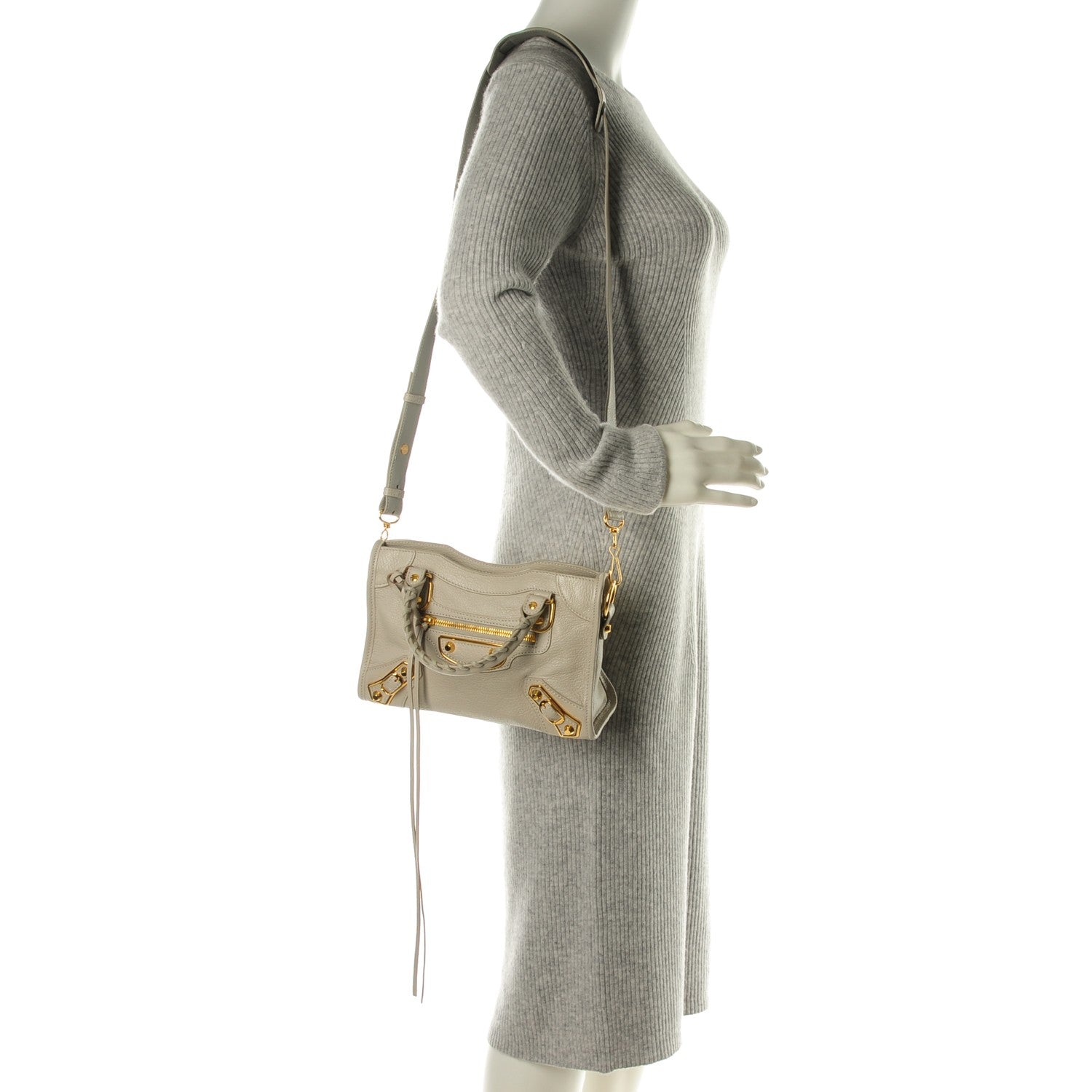 Balenciaga Chevre Gold Metallic Edge Hardware Mini City Gris Clair Gris Perle 2 of 7