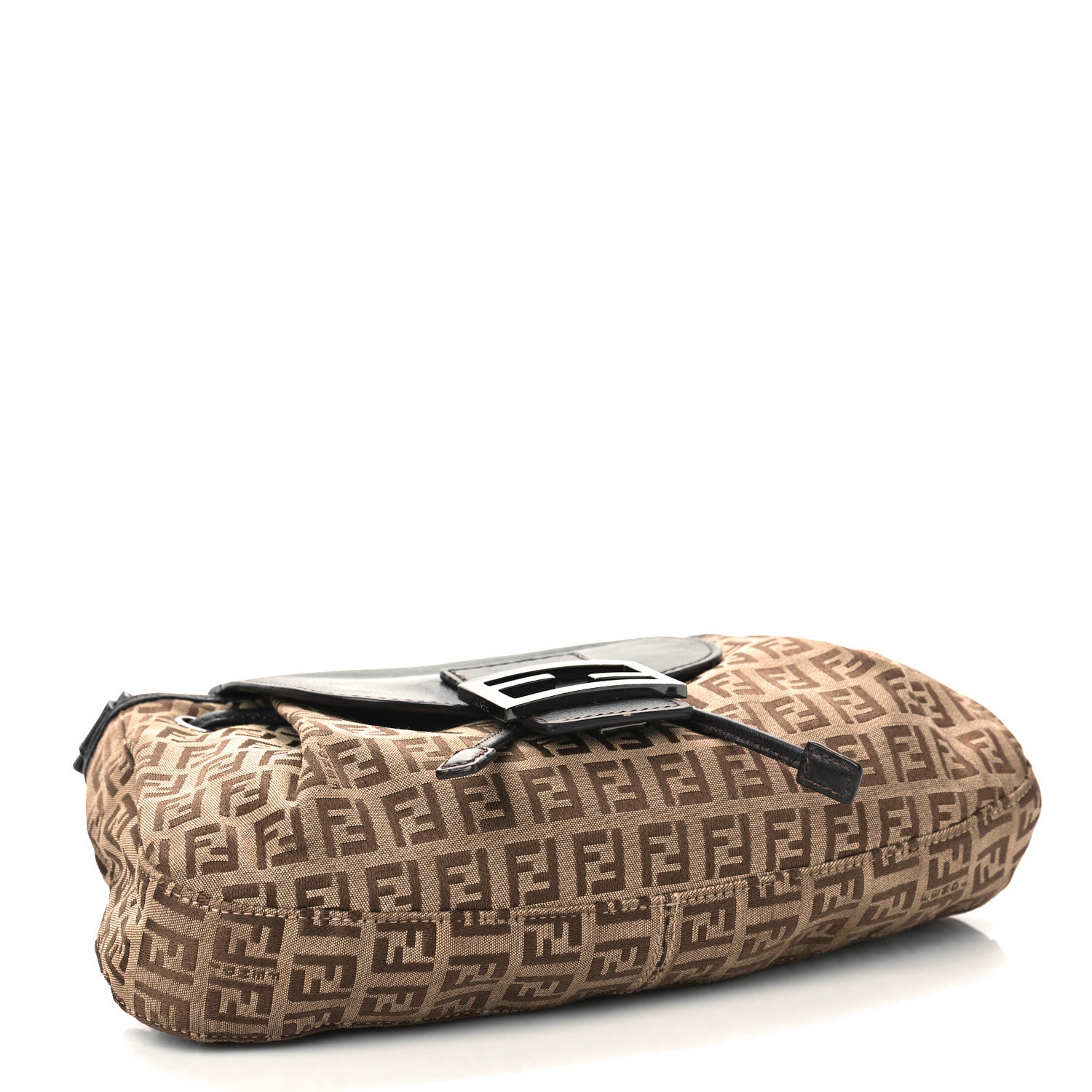 Fendi Zucchino Vitello Drawstring Shoulder Bag Testa di Moro Beige 3 of 13