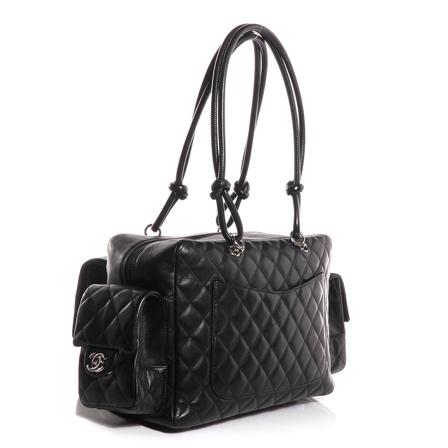 Chanel Calfskin Quilted Large Cambon Multipocket Reporter Black White 3 of 8