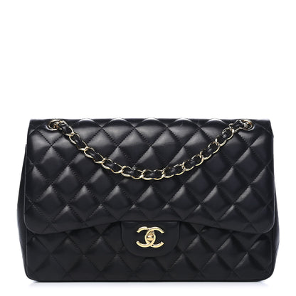 Chanel Lambskin Quilted Jumbo Double Flap Black 1 of 9