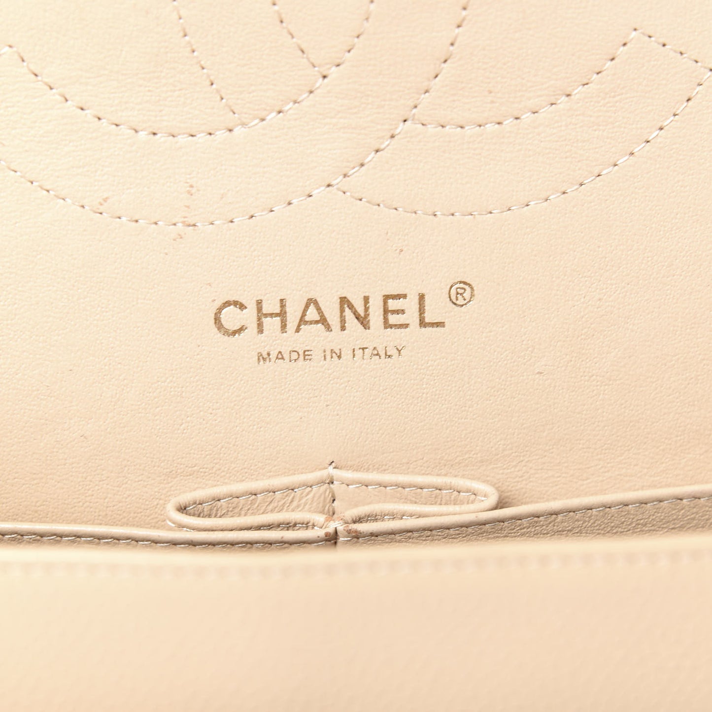 Caviar Quilted Jumbo Double Flap Light Beige