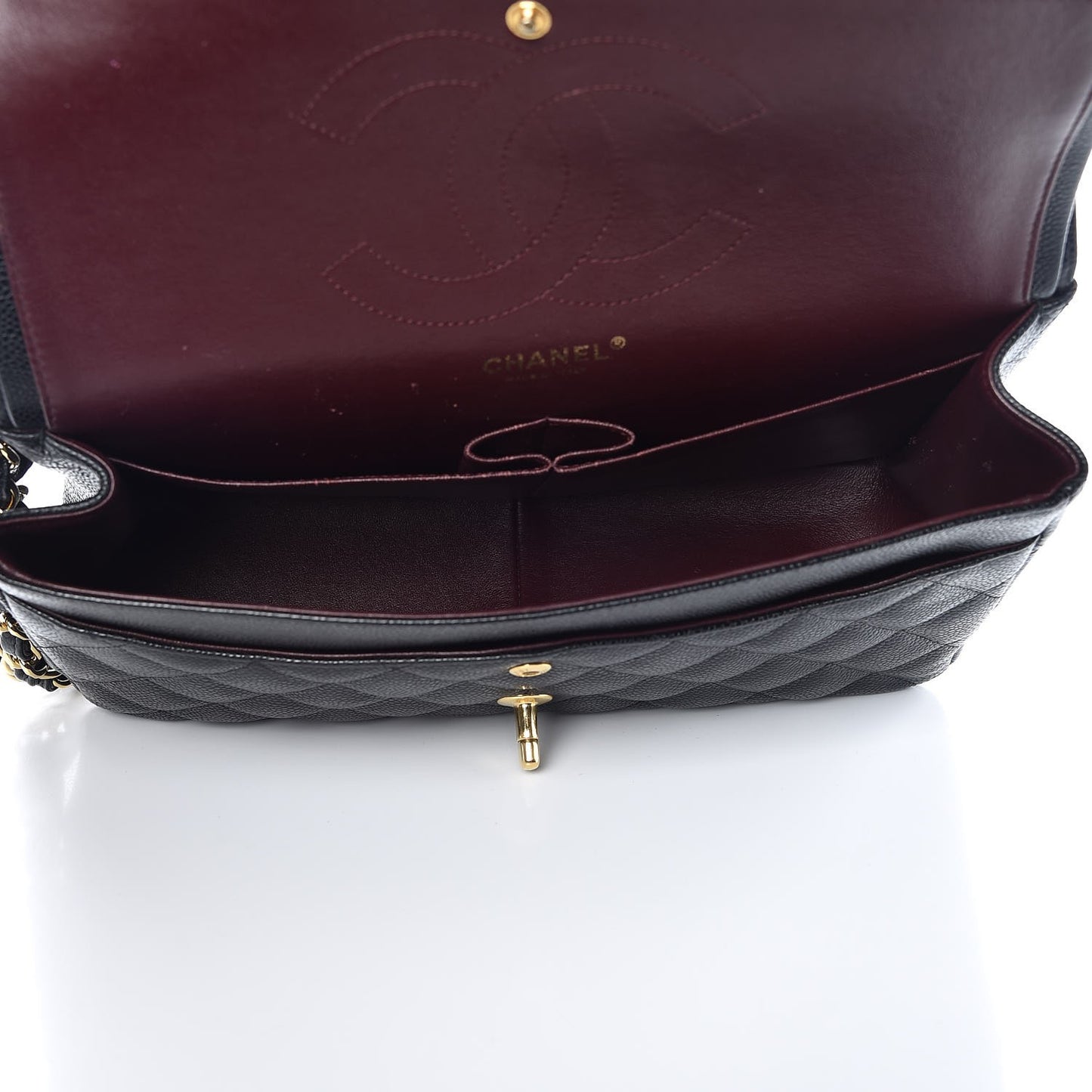 Caviar Quilted Jumbo Double Flap Black