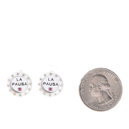 Chanel Resin Crystal La Pausa Stud Earrings White 2 of 5